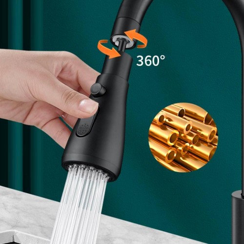 Kitchen Sink Faucet Extension with 3 Modes Water Sprayer and 360° Rotatable Swivel Head