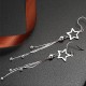 Women Sterling Silver Star Tassels Long Pendant Earrings image