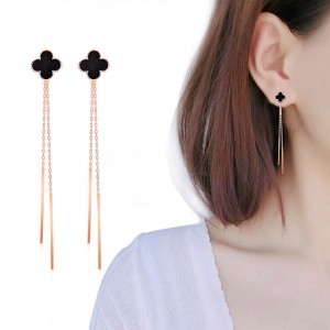 Women Sweet Princess Long Paragraph Long Tassel Gold Earrings 