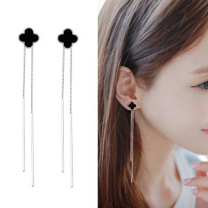 Women Sweet Princess Long Paragraph Long Tassel Gold Earrings 