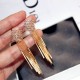 Diamonds Clover Long Chain Gold Tassel Earrings E-64G |image