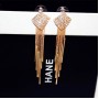 Diamonds Clover Long Chain Gold Tassel Earrings For Women 