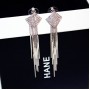 Diamonds Clover Long Chain Gold Tassel Earrings For Women	