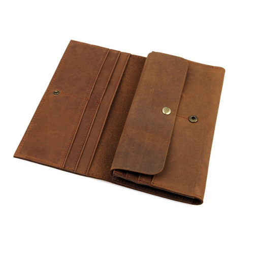 Men's Style Double Layer Card Holder Boarding Long Wallet - Brown image