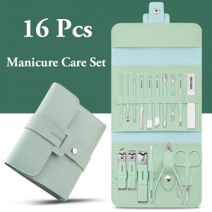 Premium Stainless Steel Manicure Set Professional Portable Nail Clippers and Grooming Kit - Green