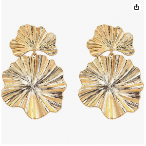 Gold Flower Earrings For Women Exaggerated Gold Earrings Gold Flower Retro Flower Drop Earrings Party Jewelry 