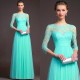 Long Sleeves Chiffon Slim Fit Maxi Evening Gown For Women - Blue