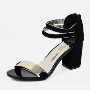 Open Toed Zipper Sandals For Women-Black
