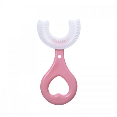 360 U-Shaped Toothbrush, With Food Grade Soft Silicone Brush Head - Pink image