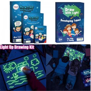 Ziona's Draw With Light Glow In Dark Children Kids Toy Luminous Led Magic Drawing And Writing Pad Set-Multi Color