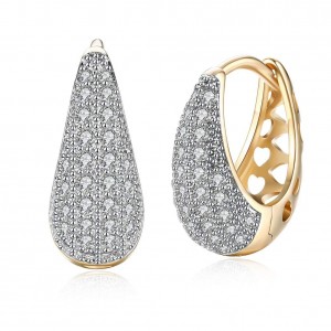 Zircons Engraved Hearts Tassel Long Earring Gifts For Women Gold