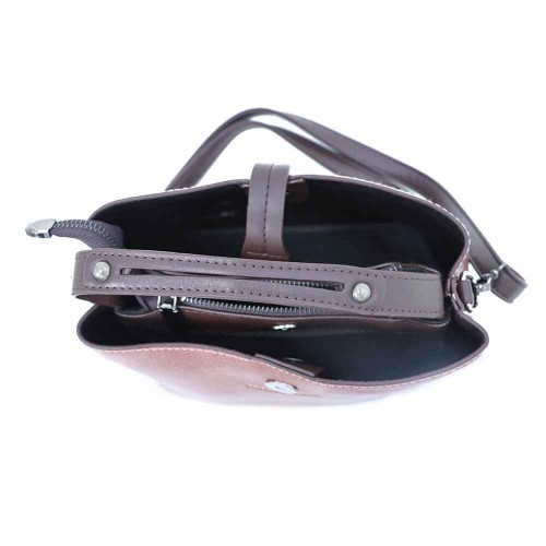Magnetic Buckle Large Space Leather Shoulder Bag For Women's - Chocolate image