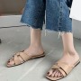 Elegant Style Cross Strap Flip Flop Slippers For Women - Brown
