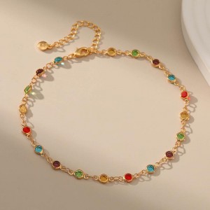 14K Gold Plated Dainty Simple Chain Anklet For Women 