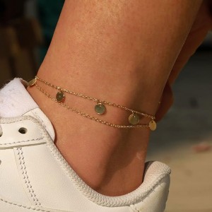  Anklet Bracelets Dainty 14K Gold Plated Womens Anklet 