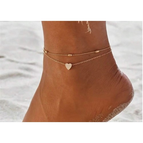  Ankle Bracelet Beach Bead Chain And Heart Pendant For Women 
