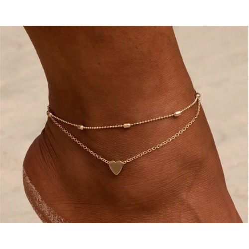 Stylish New Fashion European And American Style Double Layer Ankle Bracelet