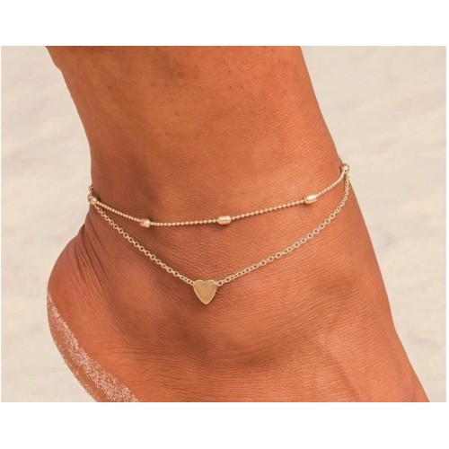 Stylish New Fashion European And American Style Double Layer Ankle Bracelet