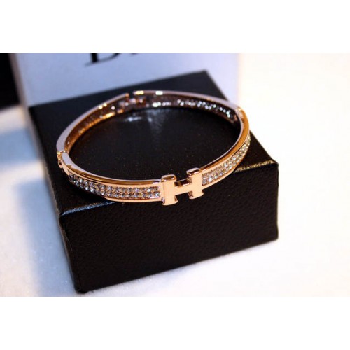Women Gold Plated with Letter H Diamonds Crystals Bracelet |image