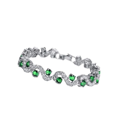  Royal Green Crystal CZ Silver Plated Bracelet image