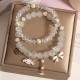 Crystal Bead & Pearl Cartoon Charm Bracelets Set image