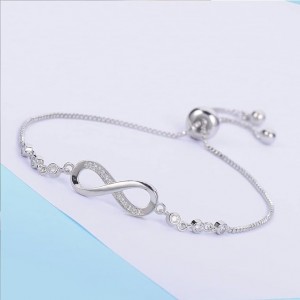 Stylish Infinity Bracelet With Adjustable Chain-Silver