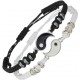 Black And White Yin Yang Charm Best Friend Bracelets-Silver image