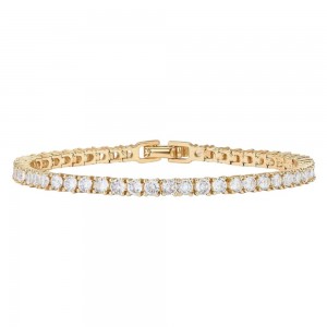 14K Yellow Gold Diamond Tennis Bracelet For Women