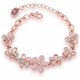 Rose Gold Bracelet With Pink Flowers And Rhinestones For Women image