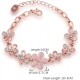 Rose Gold Bracelet With Pink Flowers And Rhinestones For Women image