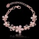 Rose Gold Bracelet With Pink Flowers And Rhinestones For Women image