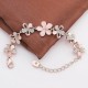 Rose Gold Bracelet With Pink Flowers And Rhinestones For Women image