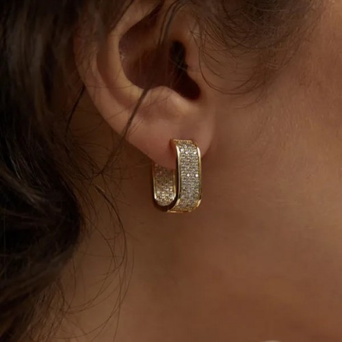 Stylish Hoop Earrings for Women Metallic Gold
