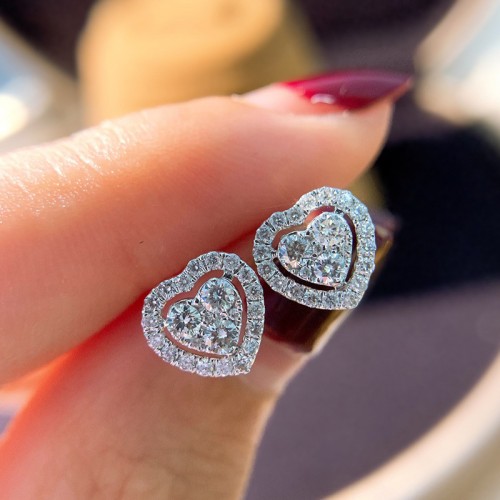 Elegant Zirconia Love Micro Inlay Ultra Shimmering Zircon Heart Shaped Earrings image