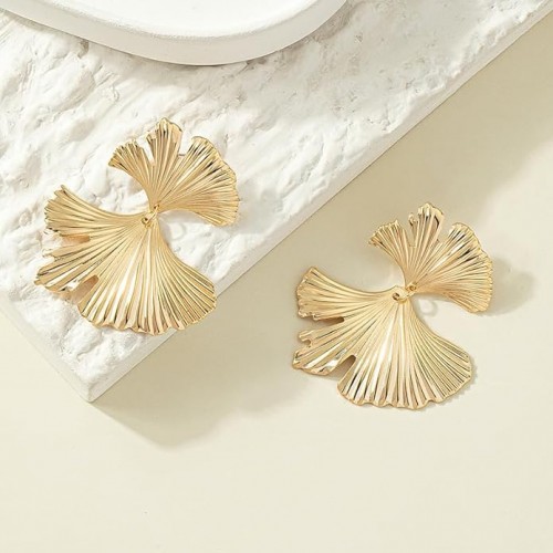 Women Statement Gold Dangle Earrings Alloy Big Simple Fashion Earrings image