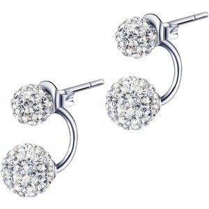 Sterling Silver 1 Pair Double Ball Earrings