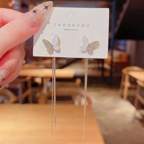 Trendy Long Tassel Butterfly Drop Earrings image