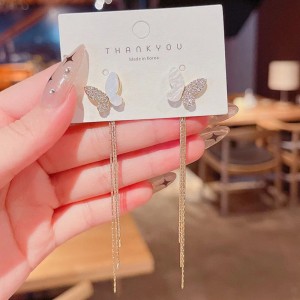 Trendy Long Tassel Butterfly Drop Earrings 