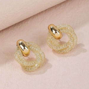 Stylish Gold Mesh Hoop Earrings for Women