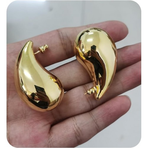 Extra Large Teardrop Earrings Oversized Chunky Gold Hoop image