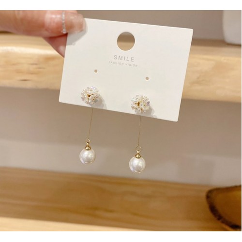 Trendy Double Tassel Pearl Earrings Korean style image