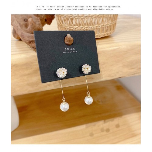 Trendy Double Tassel Pearl Earrings Korean style image