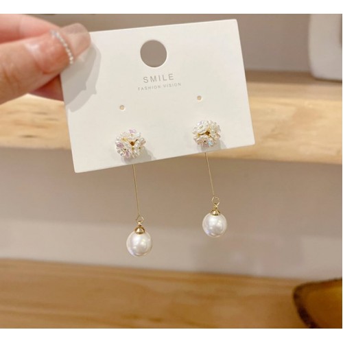 Trendy Double Tassel Pearl Earrings Korean style image