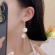 S925 Gold Korean Style Seashell Petal & Tassel Dangle Earrings image