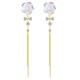 White Rose Earrings With Delicate Gold Chain image