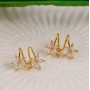 Elegant Gold Plated Zircon Flower Inlaid Earrings-Gold