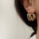 Trendy Geometric Gold-Tone Stainless Steel Hoop Earrings image