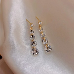 Sterling Silver Earrings With Rhinestone String Design