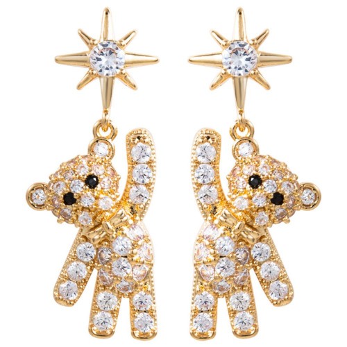 Adorable Rhinestone Teddy Bear Drop Earrings image