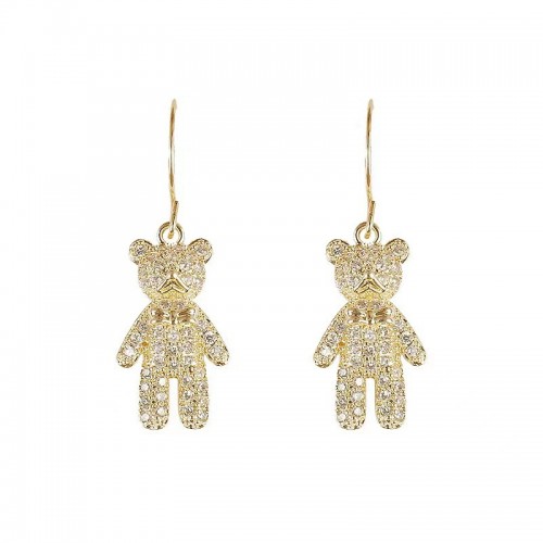 Rhinestone Decor Bear Drop Earrings image